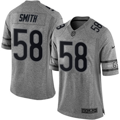 Nike Bears #58 Roquan Smith Gray Men's Stitched NFL Limited Gridiron Gray Jersey Nike Bears #58 Roquan Smith Gray Men's Stitched NFL Limited Gridiron Gray Jersey