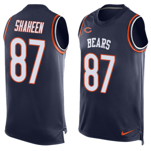 Nike Bears #87 Adam Shaheen Navy Blue Team Color Men's Stitched NFL Limited Tank Top Jersey Nike Bears #87 Adam Shaheen Navy Blue Team Color Men's Stitched NFL Limited Tank Top Jersey