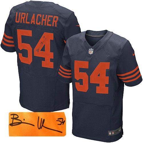 Nike Bears #54 Brian Urlacher Navy Blue Alternate Men's Stitched NFL Elite Autographed Jersey Nike Bears #54 Brian Urlacher Navy Blue Alternate Men's Stitched NFL Elite Autographed Jersey