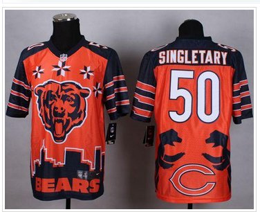 New Chicago Bears #50 Mike Singletary Orange NFL Elite Noble Fashion Jersey New Chicago Bears #50 Mike Singletary Orange NFL Elite Noble Fashion Jersey