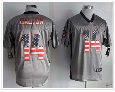 NEW Cincinnati Bengals #14 Andy Dalton Grey NFL Elite USA Flag Fashion Jersey
