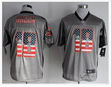 NEW Cincinnati Bengals #18 A.J. Green Grey NFL Elite USA Flag Fashion Jersey