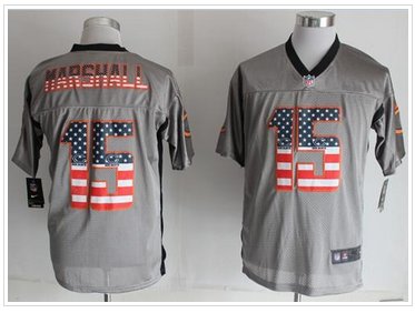 NEW Chicago Bears #15 Brandon Marshall Grey NFL Elite USA Flag Fashion Jersey
