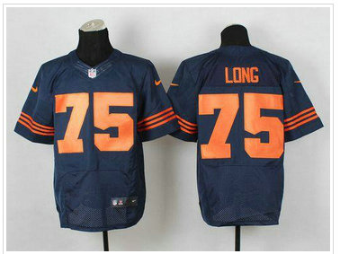 Chicago Bears #75 Kyle Long Navy Blue 1940s Throwback NFL Elite Jersey