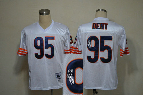Chicago Bears 95# Richard Dent White Throwback Jersey(Signed Elite)