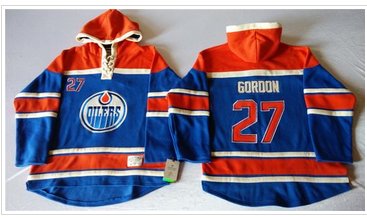 Edmonton Oilers #27 Boyd Gordon Light Blue Sawyer Hooded Sweatshirt Stitched NHL Jersey