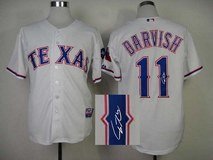 mlb texas rangers #11 darvish white Signed Jersey mlb texas rangers #11 darvish white Signed Jersey