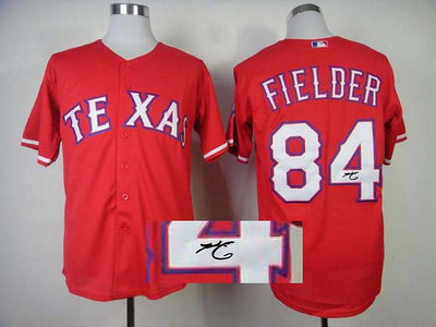 Texas Rangers #84 fielder red MLB Jerseys(Signed)