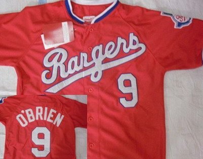 Texas Rangers #9 O'BRIEN 1984 Throwback Baseball Jersey Red