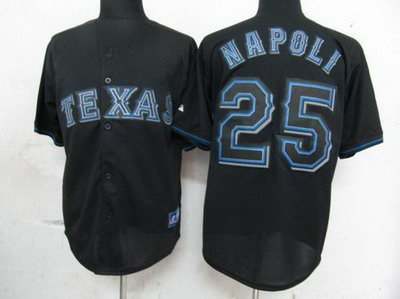 Texas Rangers 25 Mike Napoli Pitch Black Fashion Jersey