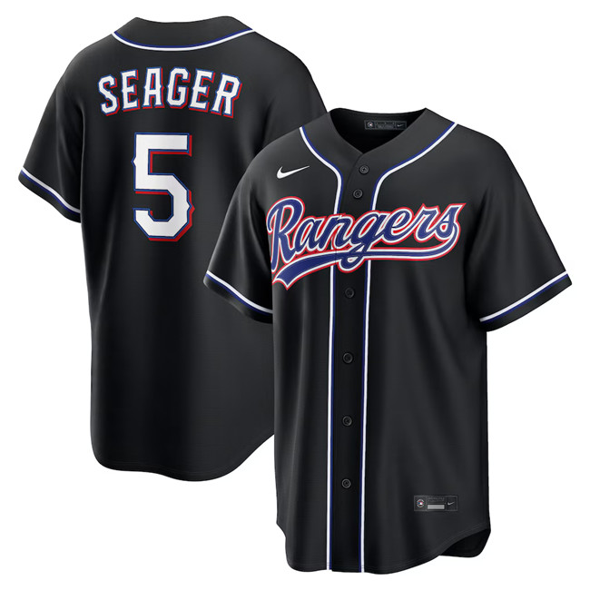 Men's Texas Rangers #5 Corey Seager 2026 Fashion Replica Black Out Stitched Baseball Jersey