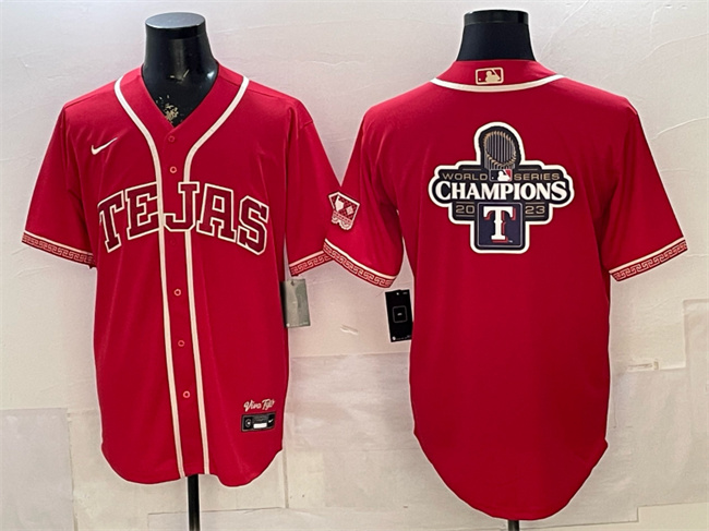 Men's Texas Rangers Team Big Logo Red 2026 City Connect Stadium Stitched Baseball Jerseys 1
