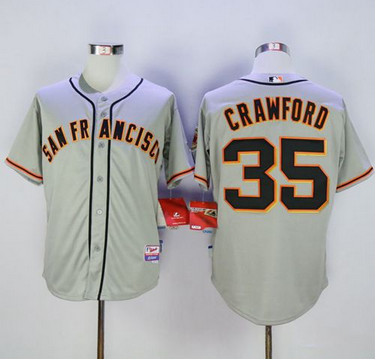 Giants #35 Brandon Crawford Grey Cool Base Road Stitched MLB Jersey