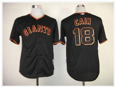 San Francisco Giants #18 Matt Cain Black Baseball Jersey
