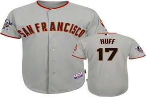 San Francisco Giants 17 Aubrey Huff Jersey Road Grey