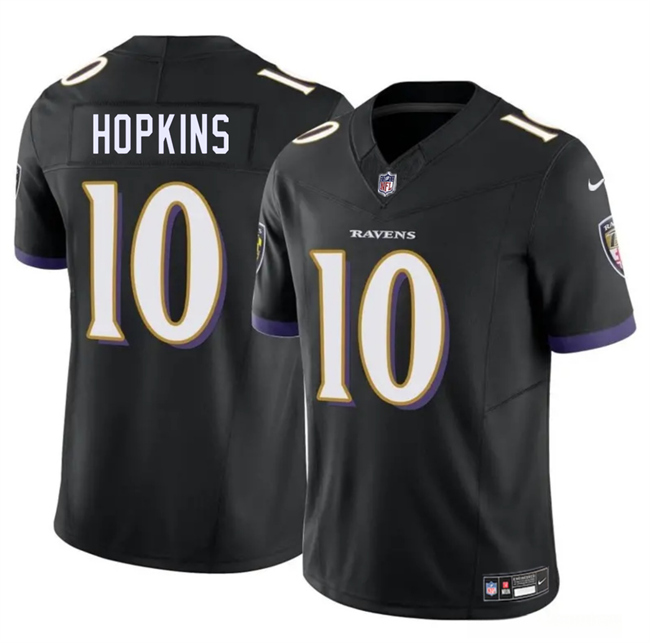 Men's Baltimore Ravens #10 DeAndre Hopkins Black 2025 F.U.S.E Vapor Limited Football Jersey Men's Baltimore Ravens #10 DeAndre Hopkins Black 2025 F.U.S.E Vapor Limited Football Jersey