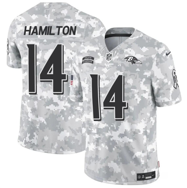 Men's Baltimore Ravens #14 Kyle Hamilton 2024 F.U.S.E Arctic Camo Salute To Service Limited Stitched Football Jersey Men's Baltimore Ravens #14 Kyle Hamilton 2024 F.U.S.E Arctic Camo Salute To Service Limited Stitched Football Jersey