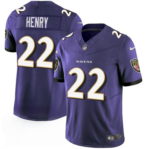 Men's Baltimore Ravens #22 Derrick Henry Purple 2023 F.U.S.E. Vapor Limited Football Stitched Jersey Men's Baltimore Ravens #22 Derrick Henry Purple 2023 F.U.S.E. Vapor Limited Football Stitched Jersey