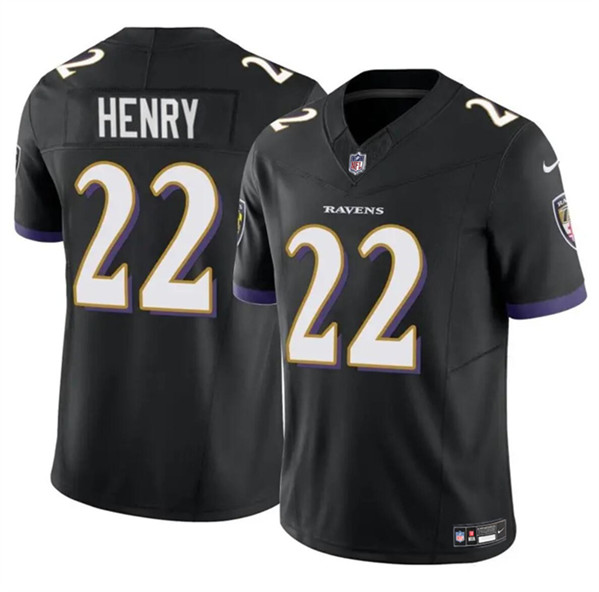 Men's Baltimore Ravens #22 Derrick Henry 2023 F.U.S.E. Black Vapor Limited Football Stitched Jersey Men's Baltimore Ravens #22 Derrick Henry 2023 F.U.S.E. Black Vapor Limited Football Stitched Jersey