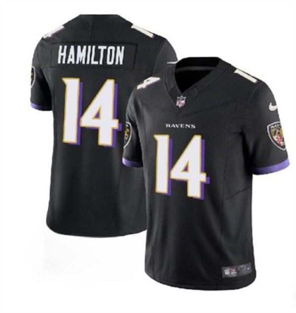 Men's Baltimore Ravens #14 Kyle Hamilton Black 2023 F.U.S.E. Vapor Limited Stitched Jersey Men's Baltimore Ravens #14 Kyle Hamilton Black 2023 F.U.S.E. Vapor Limited Stitched Jersey
