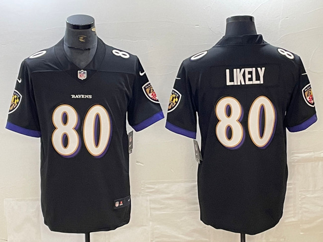 Men's Baltimore Ravens #80 Isaiah Likely Black Vapor Limited Football Jersey Men's Baltimore Ravens #80 Isaiah Likely Black Vapor Limited Football Jersey