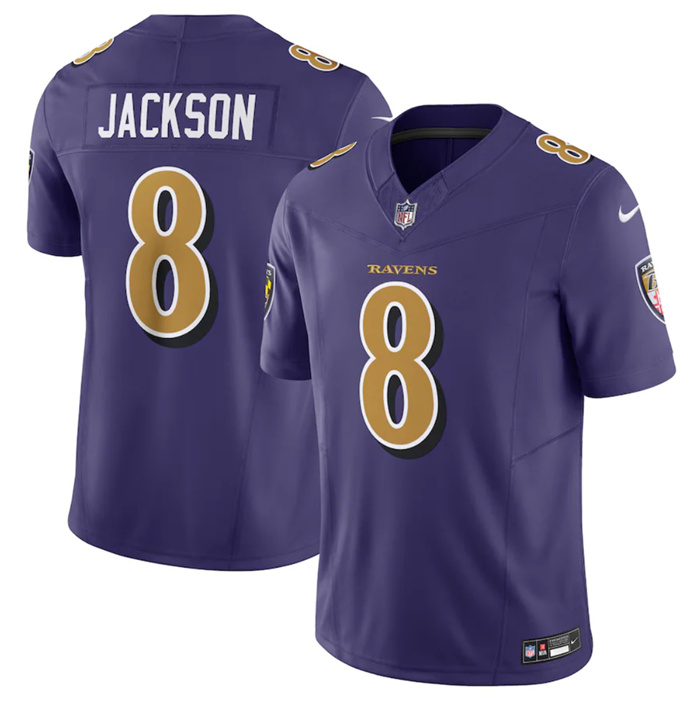 Men's Baltimore Ravens #8 Lamar Jackson Purple 2023 F.U.S.E Coloe Rush Jersey Men's Baltimore Ravens #8 Lamar Jackson Purple 2023 F.U.S.E Coloe Rush Jersey