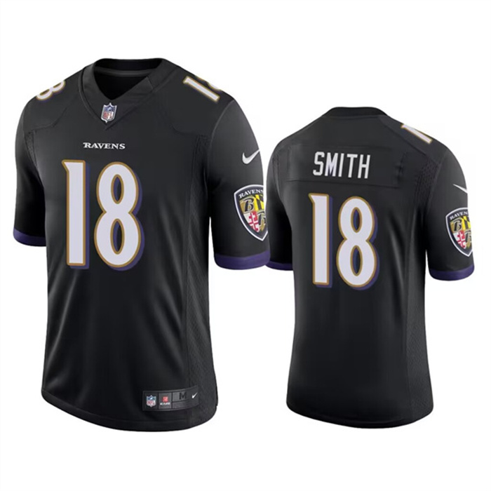 Men's Baltimore Ravens #18 Roquan Smith Black Game Jersey Men's Baltimore Ravens #18 Roquan Smith Black Game Jersey