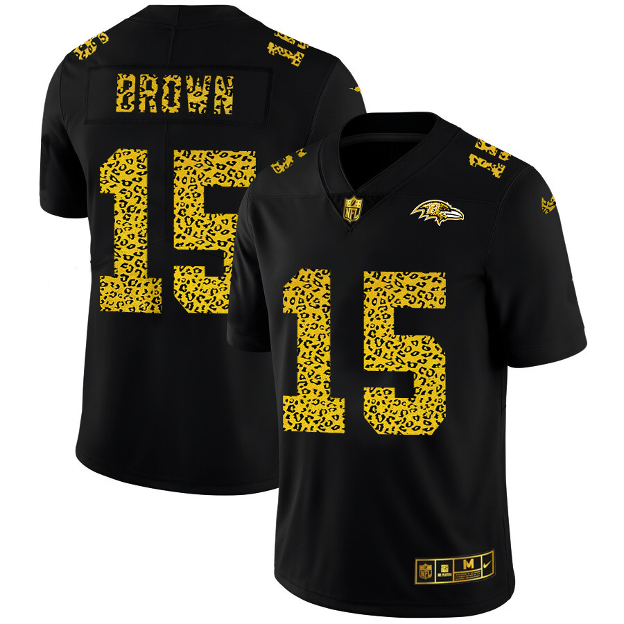 Baltimore Ravens #15 Marquise Brown Men's Nike Leopard Print Fashion Vapor Limited NFL Jersey Black Baltimore Ravens #15 Marquise Brown Men's Nike Leopard Print Fashion Vapor Limited NFL Jersey Black