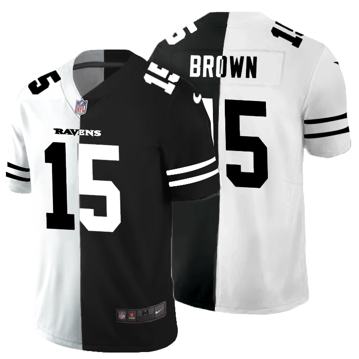 Baltimore Ravens #15 Marquise Brown Men's Black V White Peace Split Nike Vapor Untouchable Limited NFL Jersey Baltimore Ravens #15 Marquise Brown Men's Black V White Peace Split Nike Vapor Untouchable Limited NFL Jersey