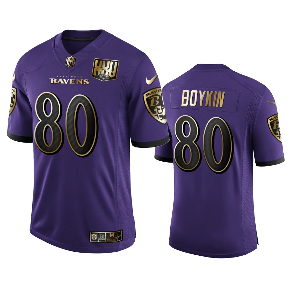 Baltimore Ravens #80 Miles Boykin Men's Nike Purple Team 25th Season Golden Limited NFL Jersey Baltimore Ravens #80 Miles Boykin Men's Nike Purple Team 25th Season Golden Limited NFL Jersey