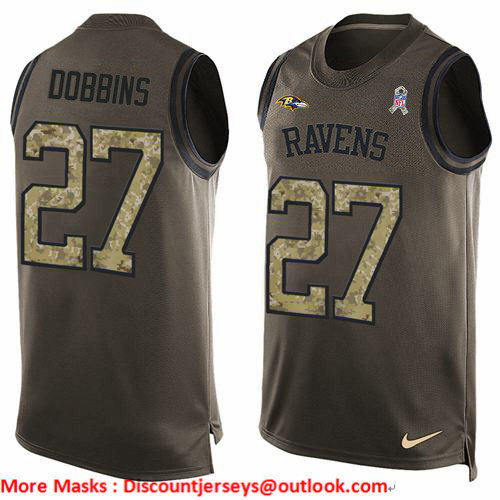Nike Ravens #27 J.K. Dobbins Green Men's Stitched NFL Limited Salute To Service Tank Top Jersey