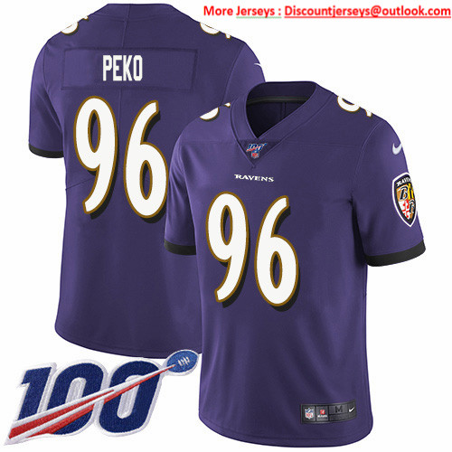 Nike Ravens #96 Domata Peko Sr Purple Team Color Men's Stitched NFL 100th Season Vapor Untouchable Limited Jersey