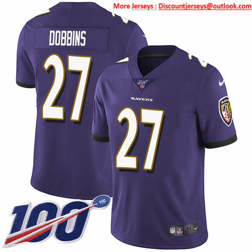 Nike Ravens #27 J.K. Dobbins Purple Team Color Men's Stitched NFL 100th Season Vapor Untouchable Limited Jersey Nike Ravens #27 J.K. Dobbins Purple Team Color Men's Stitched NFL 100th Season Vapor Untouchable Limited Jersey