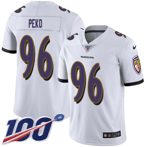 Nike Ravens #96 Domata Peko Sr White Men's Stitched NFL 100th Season Vapor Untouchable Limited Jersey Nike Ravens #96 Domata Peko Sr White Men's Stitched NFL 100th Season Vapor Untouchable Limited Jersey