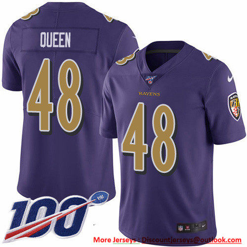 Nike Ravens #48 Patrick Queen Purple Men's Stitched NFL Limited Rush 100th Season Jersey
