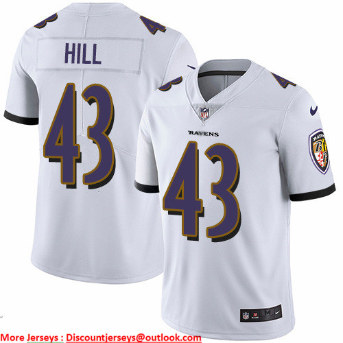 Nike Ravens #43 Justice Hill White Men's Stitched NFL Vapor Untouchable Limited Jersey Nike Ravens #43 Justice Hill White Men's Stitched NFL Vapor Untouchable Limited Jersey