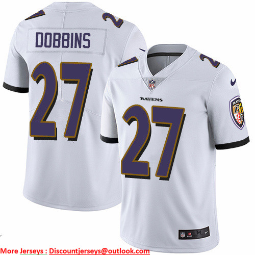 Nike Ravens #27 J.K. Dobbins White Men's Stitched NFL Vapor Untouchable Limited Jersey