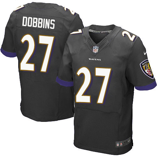 Nike Ravens #27 J.K. Dobbins Black Alternate Men's Stitched NFL New Elite Jersey Nike Ravens #27 J.K. Dobbins Black Alternate Men's Stitched NFL New Elite Jersey