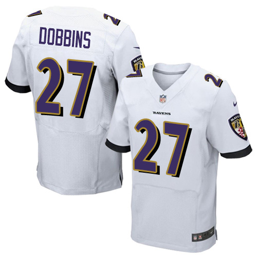 Nike Ravens #27 J.K. Dobbins White Men's Stitched NFL New Elite Jersey Nike Ravens #27 J.K. Dobbins White Men's Stitched NFL New Elite Jersey
