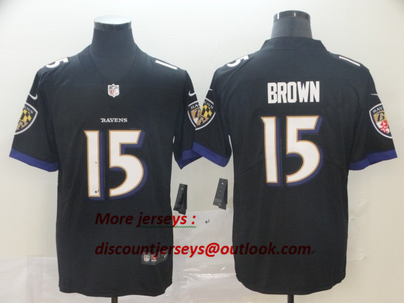 Ravens 15 Marquise Brown Black Alternate Vapor Untouchable Limited Jersey