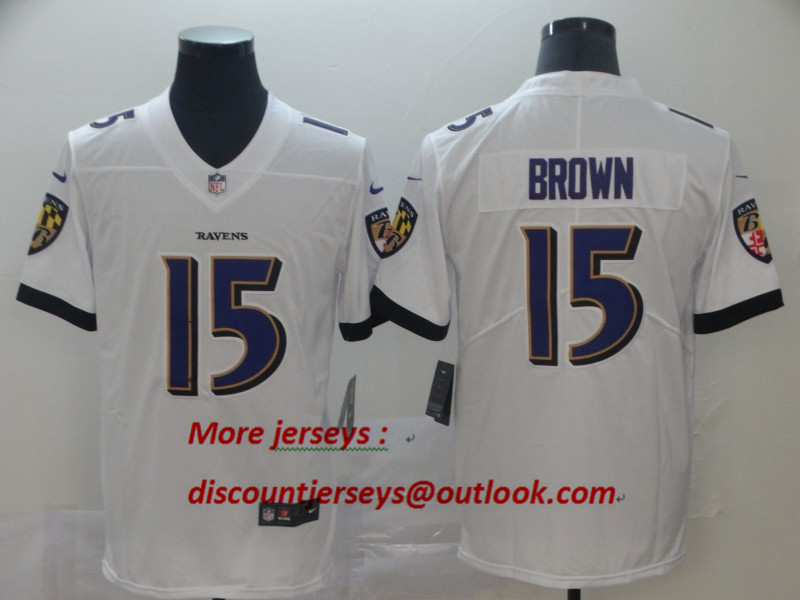 Ravens 15 Marquise Brown White Vapor Untouchable Limited Jersey