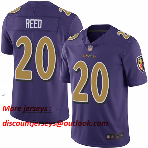 Ravens #20 Ed Reed Purple Men's Stitched Football Limited Rush Jersey