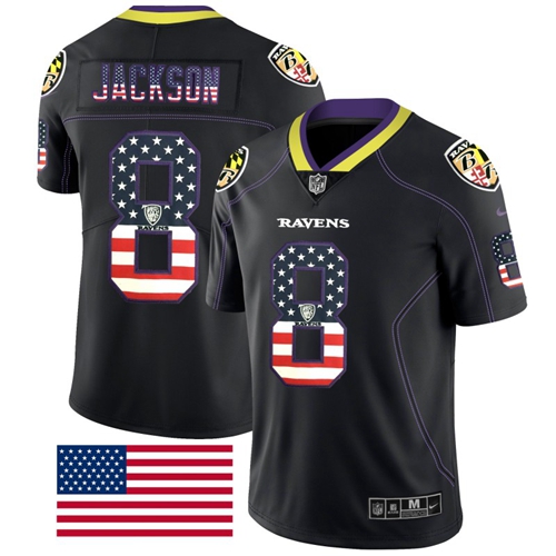 Nike Ravens #8 Lamar Jackson Black Men's Stitched NFL Limited Rush USA Flag Jersey Nike Ravens #8 Lamar Jackson Black Men's Stitched NFL Limited Rush USA Flag Jersey