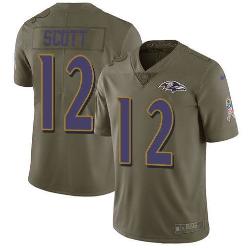 Nike Ravens 12 Jaleel Scott Olive Salute To Service Limited Jersey Nike Ravens 12 Jaleel Scott Olive Salute To Service Limited Jersey