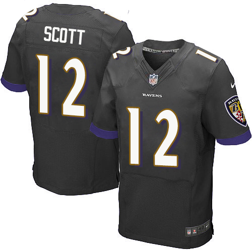 Nike Ravens #12 Jaleel Scott Black Alternate Men's Stitched NFL New Elite Jersey Nike Ravens #12 Jaleel Scott Black Alternate Men's Stitched NFL New Elite Jersey