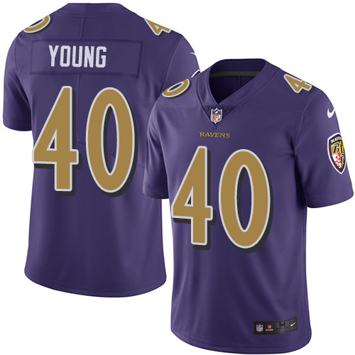 Nike Ravens #40 Kenny Young Purple Men's Stitched NFL Limited Rush Jersey Nike Ravens #40 Kenny Young Purple Men's Stitched NFL Limited Rush Jersey