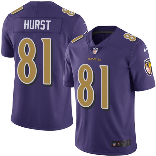 Nike Ravens #81 Hayden Hurst Purple Men's Stitched NFL Limited Rush Jersey Nike Ravens #81 Hayden Hurst Purple Men's Stitched NFL Limited Rush Jersey