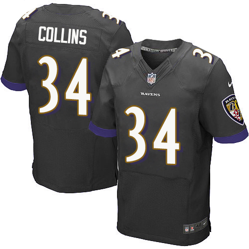 Nike Ravens #34 Alex Collins Black Alternate Men's Stitched NFL New Elite Jersey Nike Ravens #34 Alex Collins Black Alternate Men's Stitched NFL New Elite Jersey