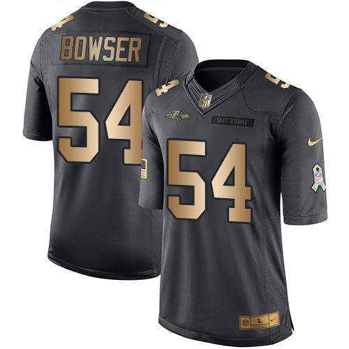 Nike Ravens #54 Tyus Bowser Black Men's Stitched NFL Limited Gold Salute To Service Jersey Nike Ravens #54 Tyus Bowser Black Men's Stitched NFL Limited Gold Salute To Service Jersey