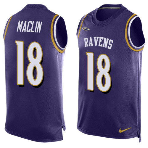 Nike Ravens #18 Jeremy Maclin Purple Team Color Men's Stitched NFL Limited Tank Top Jersey Nike Ravens #18 Jeremy Maclin Purple Team Color Men's Stitched NFL Limited Tank Top Jersey